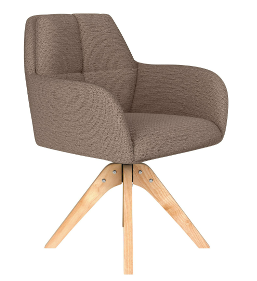 Chair Pete Taupe Wooden Swivel - Zuiver