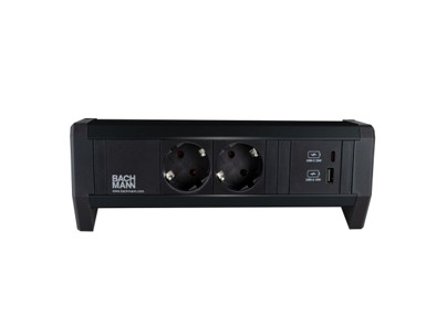 Bachmann Desk 1, 2x 230v, 1x USB A+C - Zwart