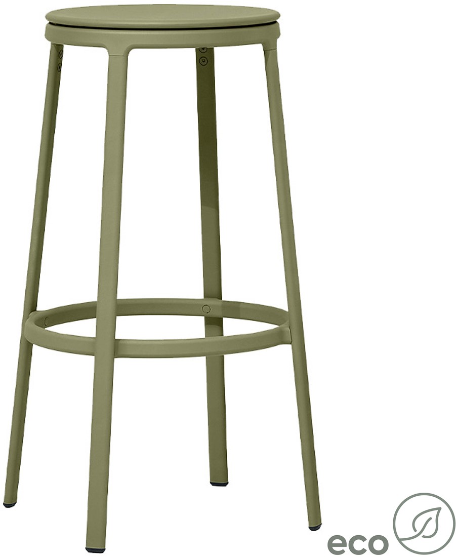 Round & Round - kruk met metalen frame en gerecyclede kunststof zitting