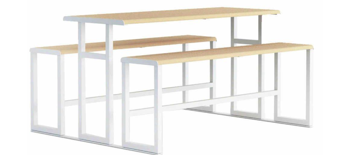 Urbantime.h24 picknick - Hoge tafel met banken van gepoedercoat staal