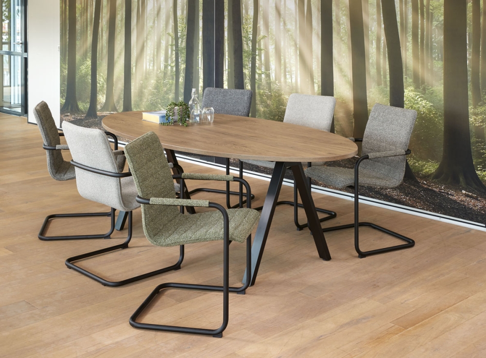 Vergadertafel V-leg ellips 220x110 cm