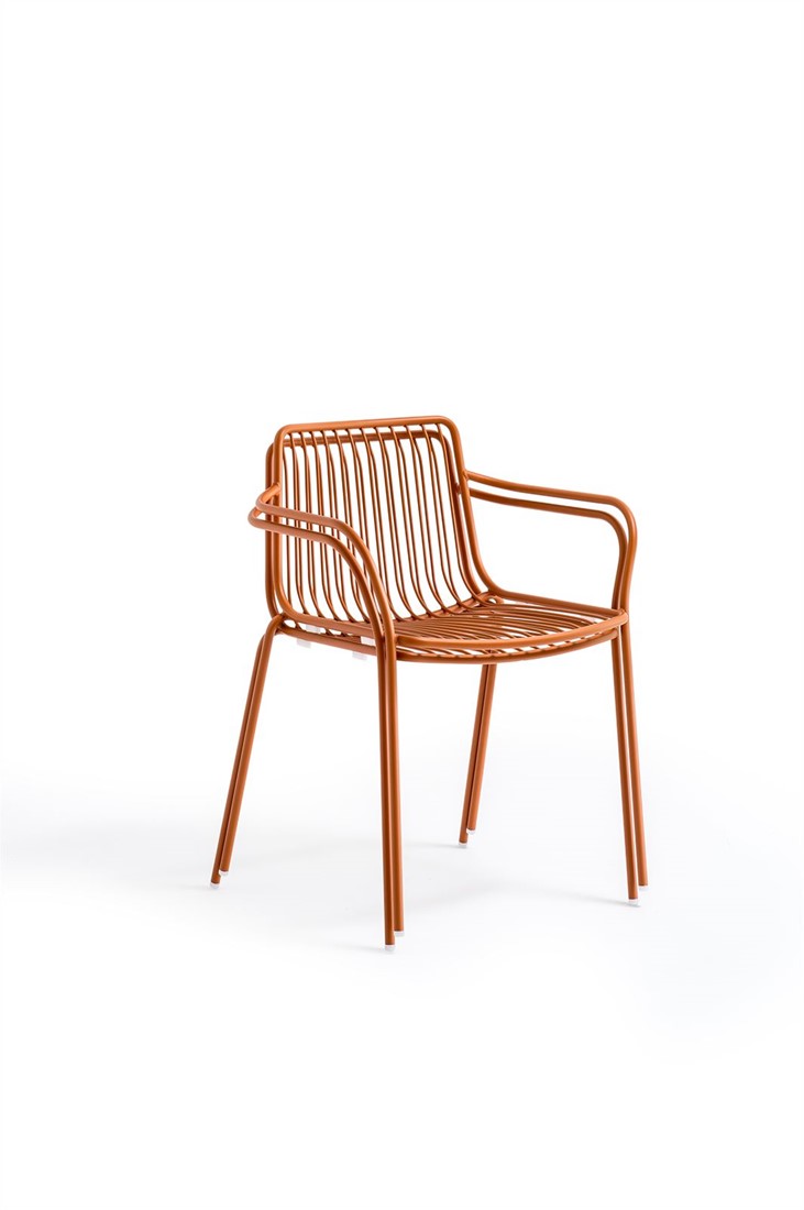 Nolita 3655 - stalen terras armstoel, kantine stoel met armleggers