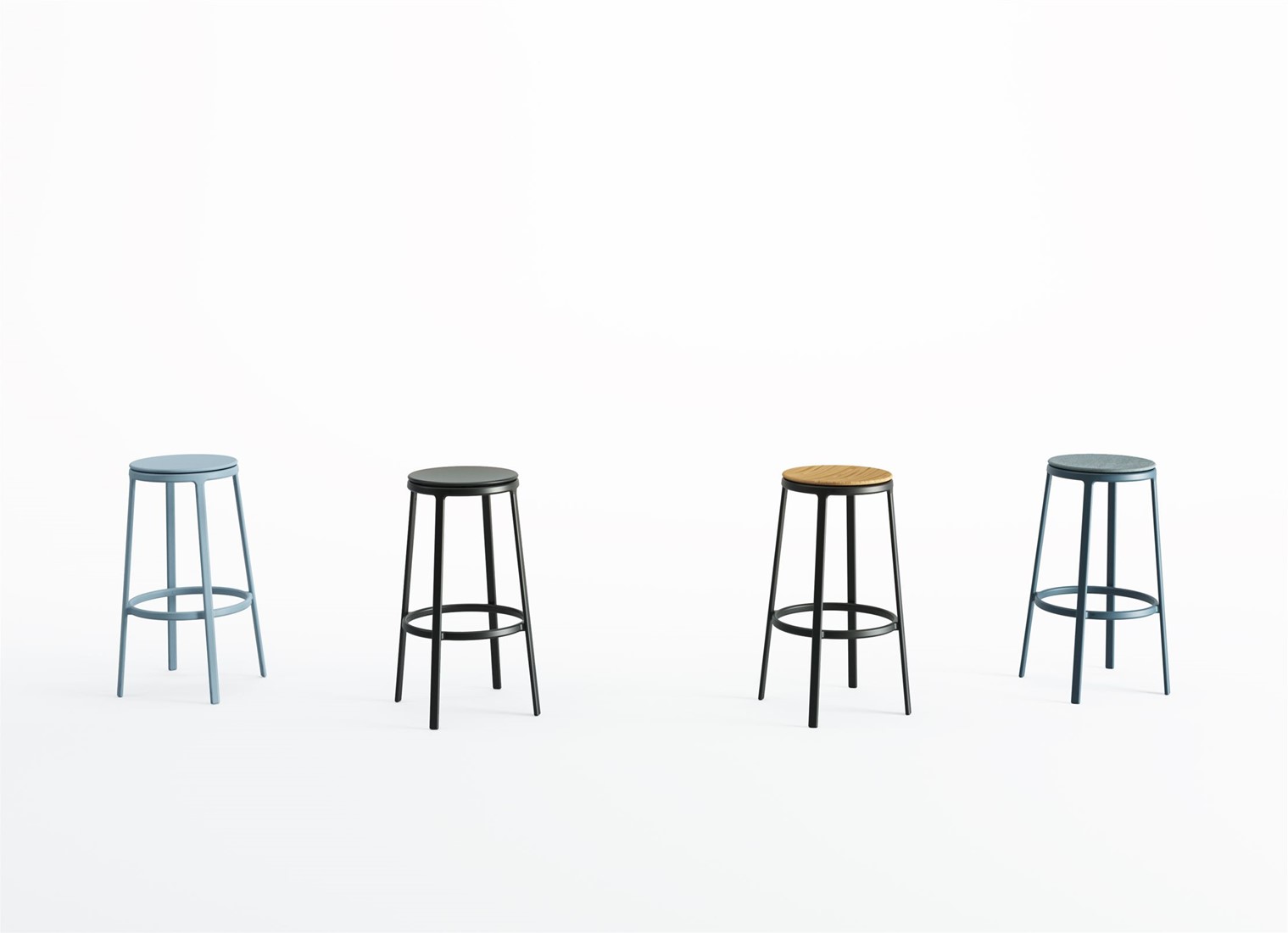 Round & Round - kruk met metalen frame en gerecyclede kunststof zitting