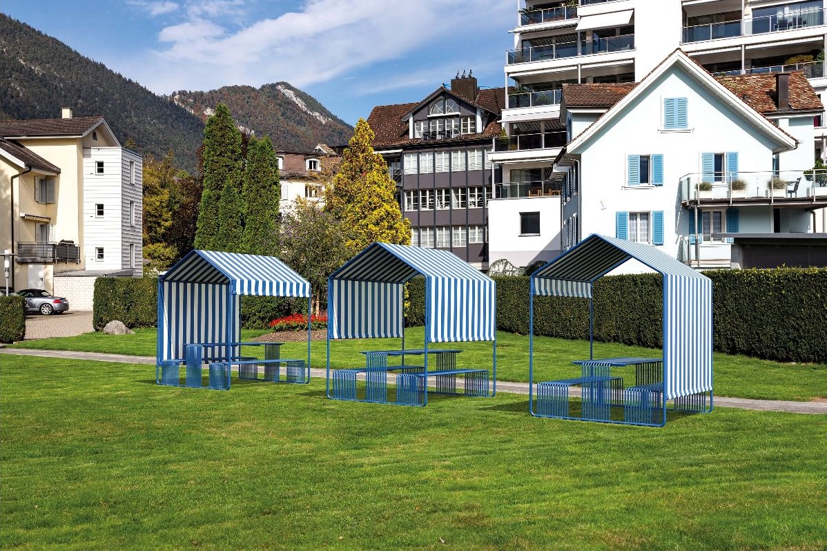 Urbantime.h24 picknick cabana - Tafel, banken en frame van gepoedercoat staal