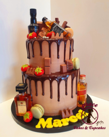drip cake with alcohol topper