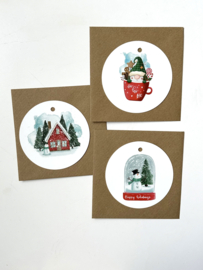 Set van 6 kerstkaarten, 3 designs