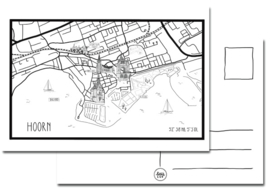 Kaart plattegrond Hoorn met gebouwen.