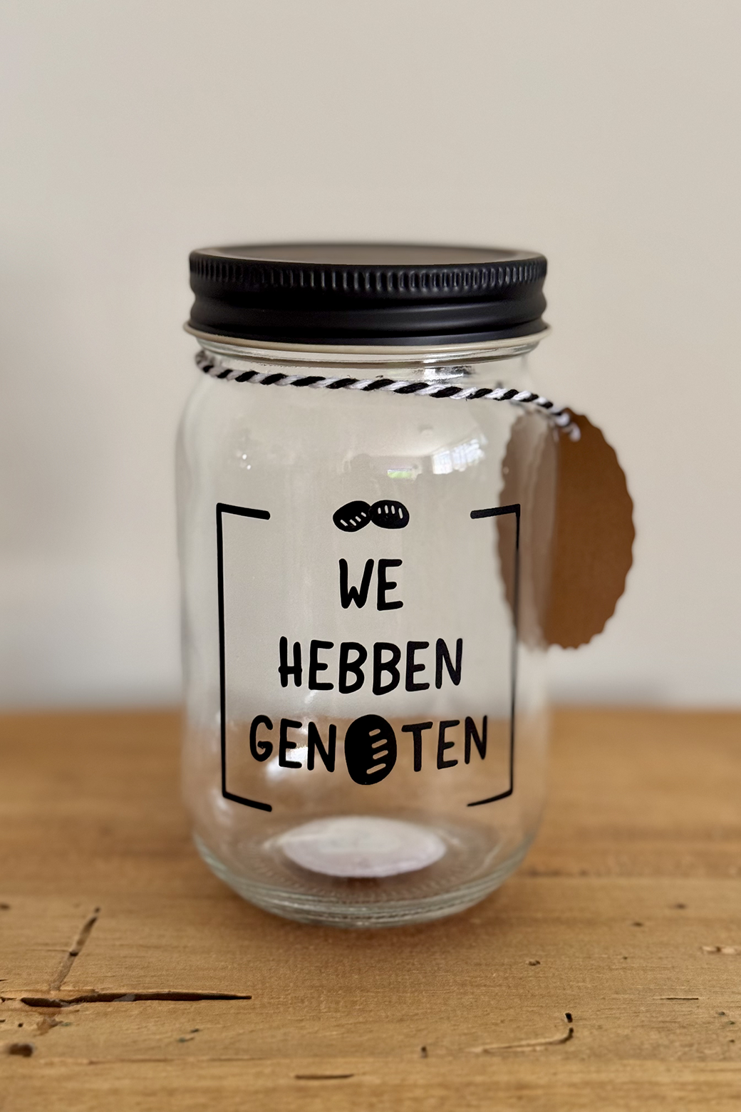 Glazen pot 400 ml We hebben genoten