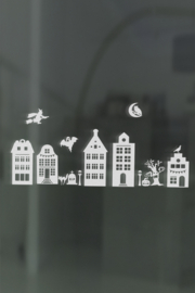Raamsticker Halloween met huisjes