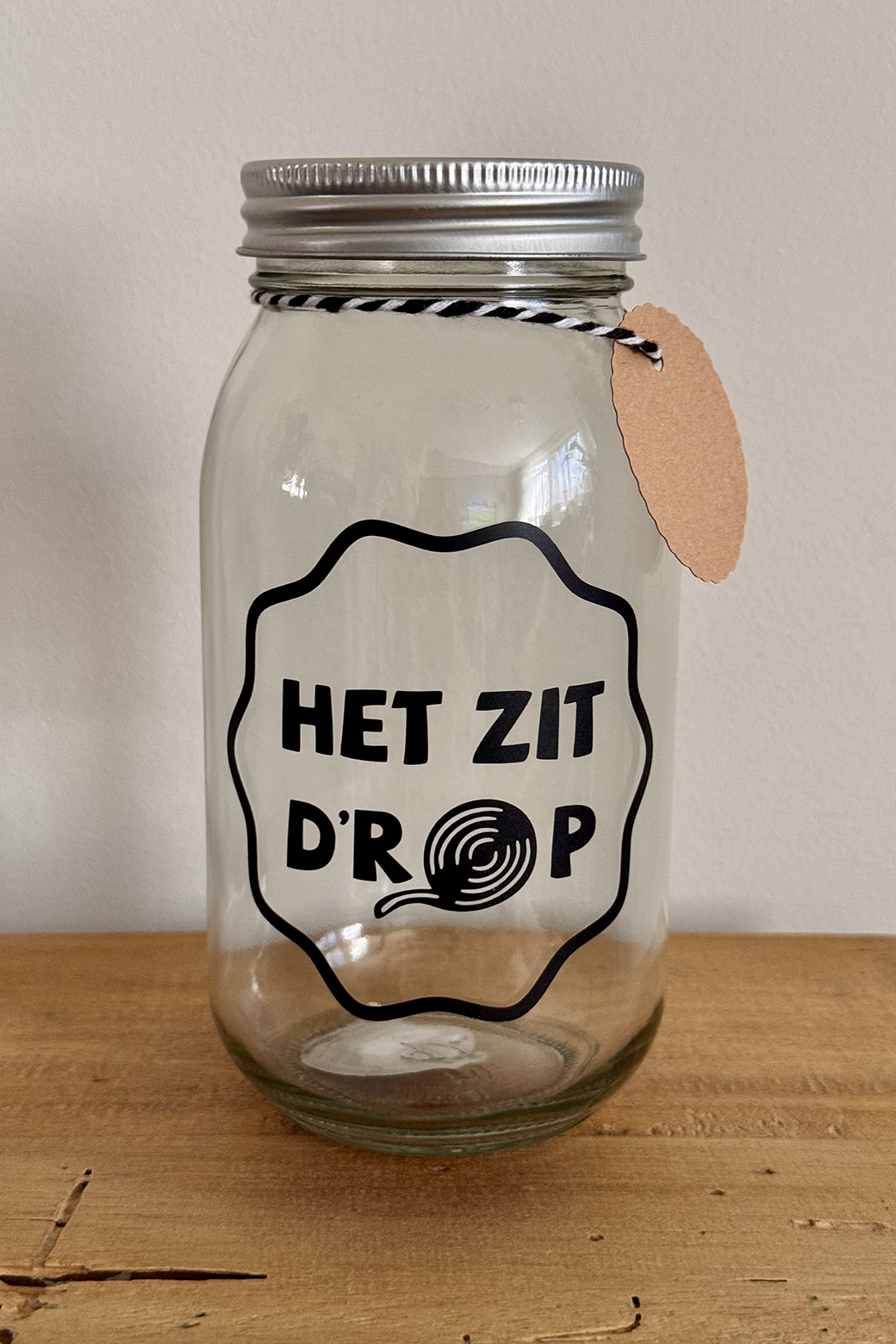 Glazen pot 700 ml Het zit d’rop