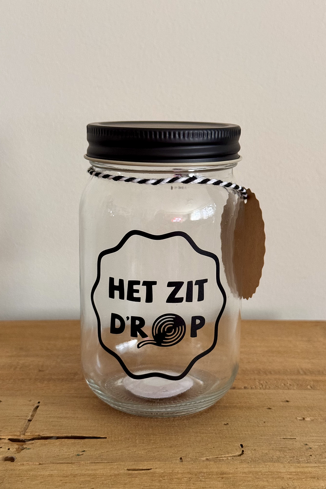 Glazen pot 400 ml Het zit d’rop