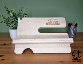 Multifunctionele houten organizer met jouw eigen tekst.
