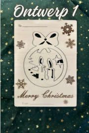 houten kerstbalkaart