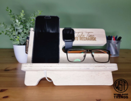 Multifunctionele houten organizer met jouw eigen tekst.