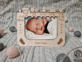 Kraam cadeau geboorte fotolijst met geboorte gegevens. 