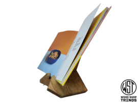 Houten kookboek & tablet steun.