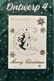 houten kerstbalkaart