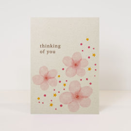 Postcard Flowers 'thinking of you' / 5 pieces
