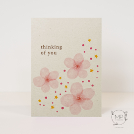 Postcard Flowers 'thinking of you' / 5 pieces