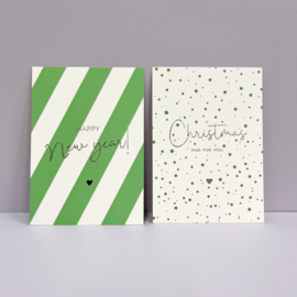 Postcard New Year (met zilverfolie) / 5 pieces