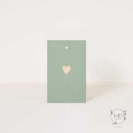 Label Heart green / 5 pieces