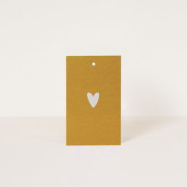 Label heart ocher / 5 pieces