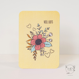 Postcard ‘veel liefs’ / 5 pieces