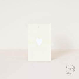 Label heart ivory-white / 5 pieces