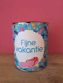 Blik met deksel 1 ltr Fijne Vakantie