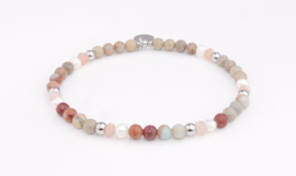 Armband jaspis soft terracotta silver