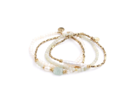 Armband green amazonite and pearls