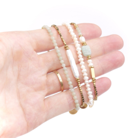 Armband green amazonite and pearls