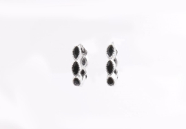 Oorbellen zirconia hoops black silver