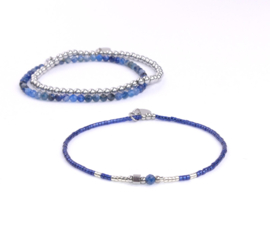 set of three - sapphire blue silver