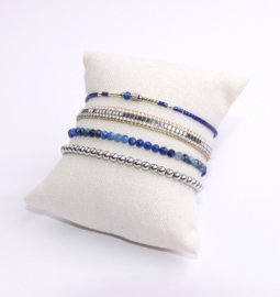 Set of four - silver and sapphire blue