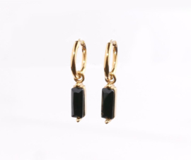 Oorbellen zirconia bar black