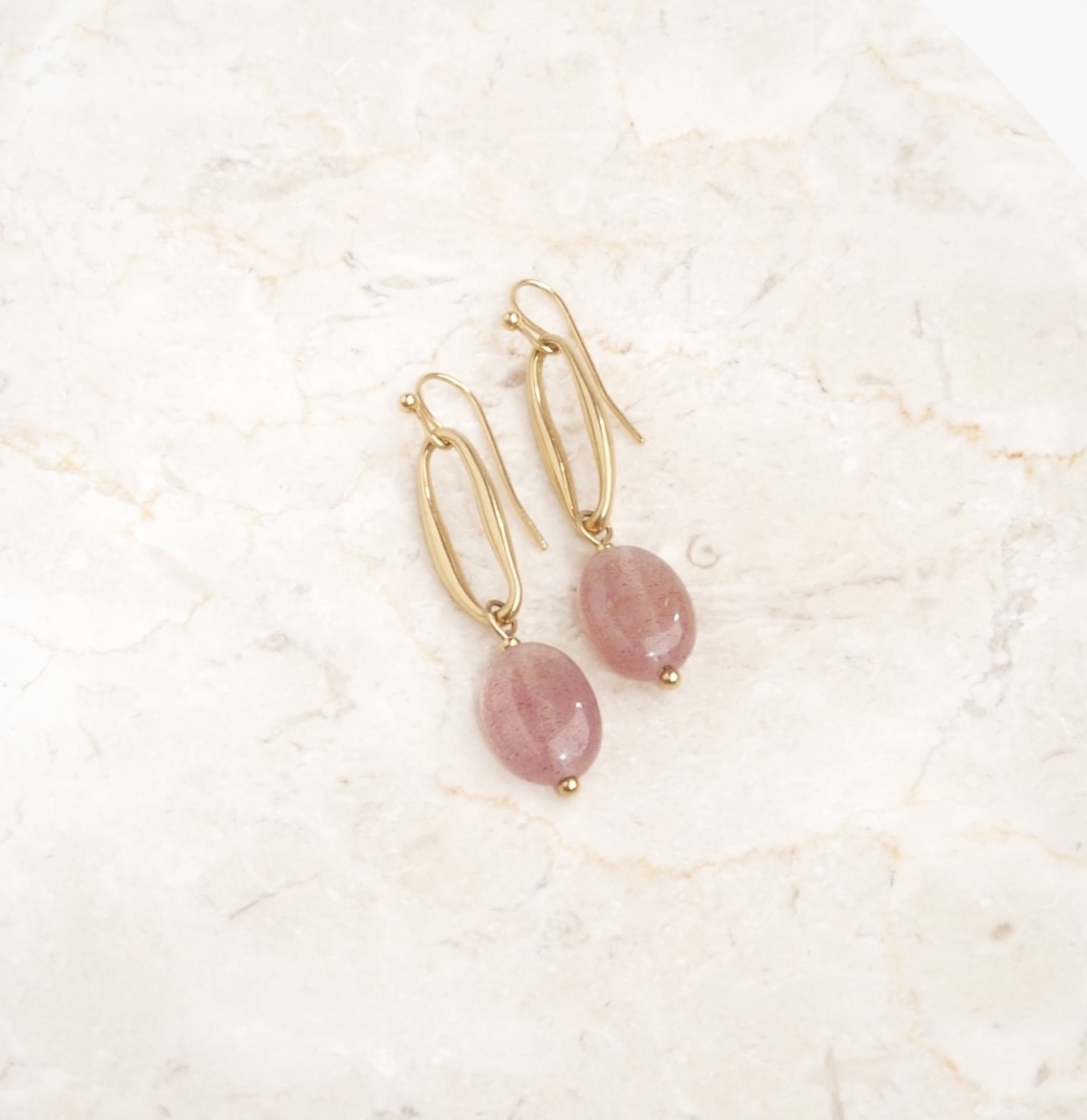Oorbellen strawberry quartz