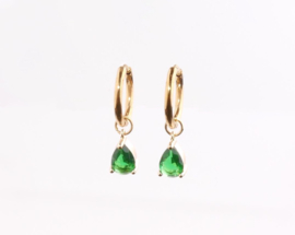 Oorbellen zirconia drops green