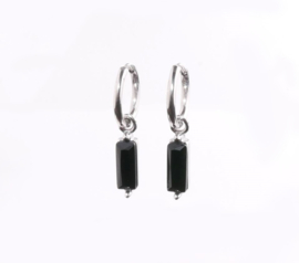 Oorbellen zirconia black silver