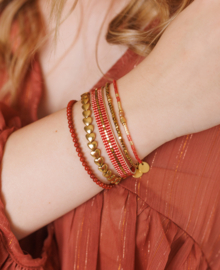 Armband geweven warm red