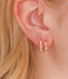 Oorbellen zirconia hoops natural