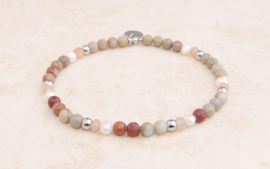 Armband jaspis soft terracotta silver