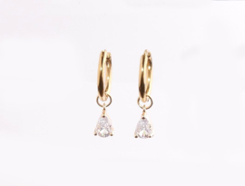 Oorbellen zirconia drops natural