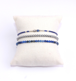 set of three - sapphire blue silver