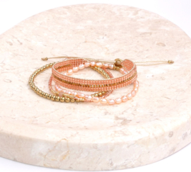 Armband geweven soft peach