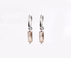 Oorbellen zirconia peach silver
