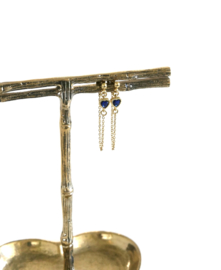 Oorbellen zirconia hearts sapphire blue