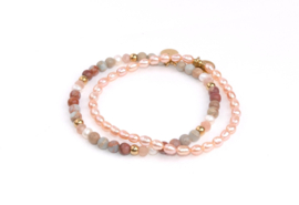 Armband zoetwaterparel soft peach