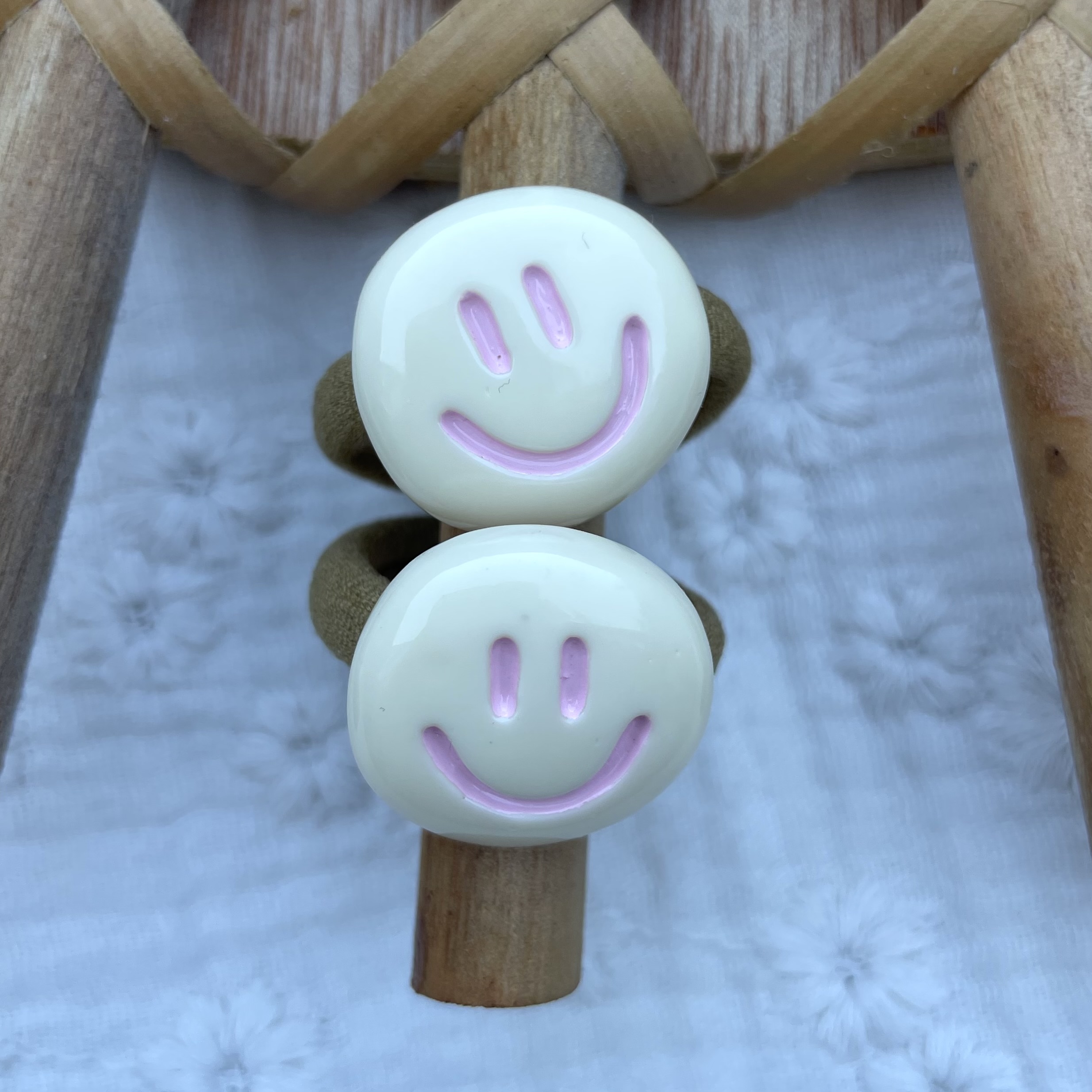 Haarelastiekjes Smiley Crème