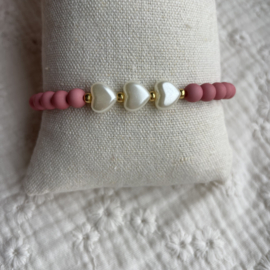 Hartjes Armband Oud Roze